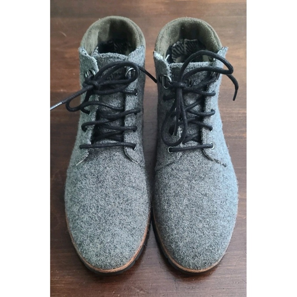 Woolrich Women's 6 Gray Wool Felt Leather Lace-Up Chukka Ankle Boots